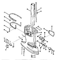 Корпус карданного вала (длинный-0C160936 & выше) (60EL NOI) (NPT) 2-х тактного ПЛМ MERCURY 50EO Серийный номер от 0A721308 и выше