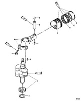 Коленвал, поршни и шатуны 4-Х ТАКТНОГО ПЛМ MERCURY 6 Серийный номер от 0R067090 и выше