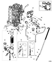 Блок цилиндров / масляный радиатор 4-Х ТАКТНОГО ПЛМ MERCURY 135 Серийный номер от 1B381712 до 1B517158